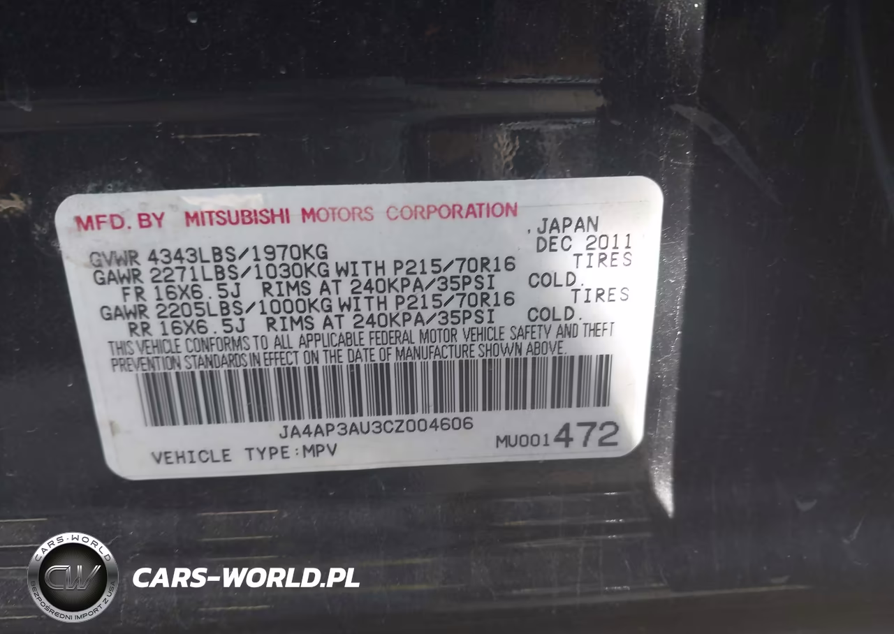 2012 Mitsubishi Outlander Sport Es VIN:JA4AP3AU3CZ004606 - 9