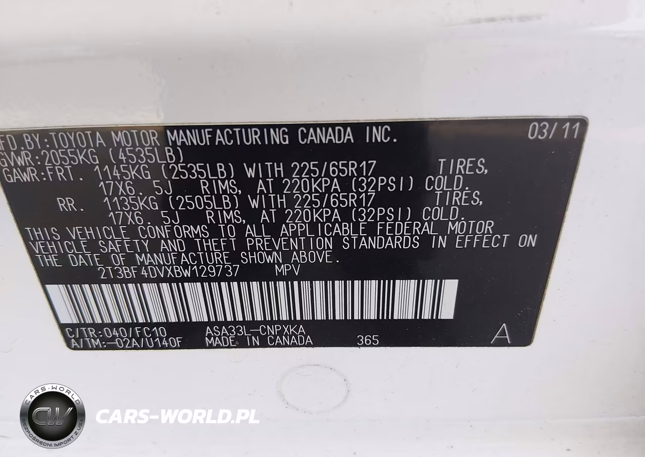 2011 Toyota Rav4 VIN:2T3BF4DVXBW129737 - 9