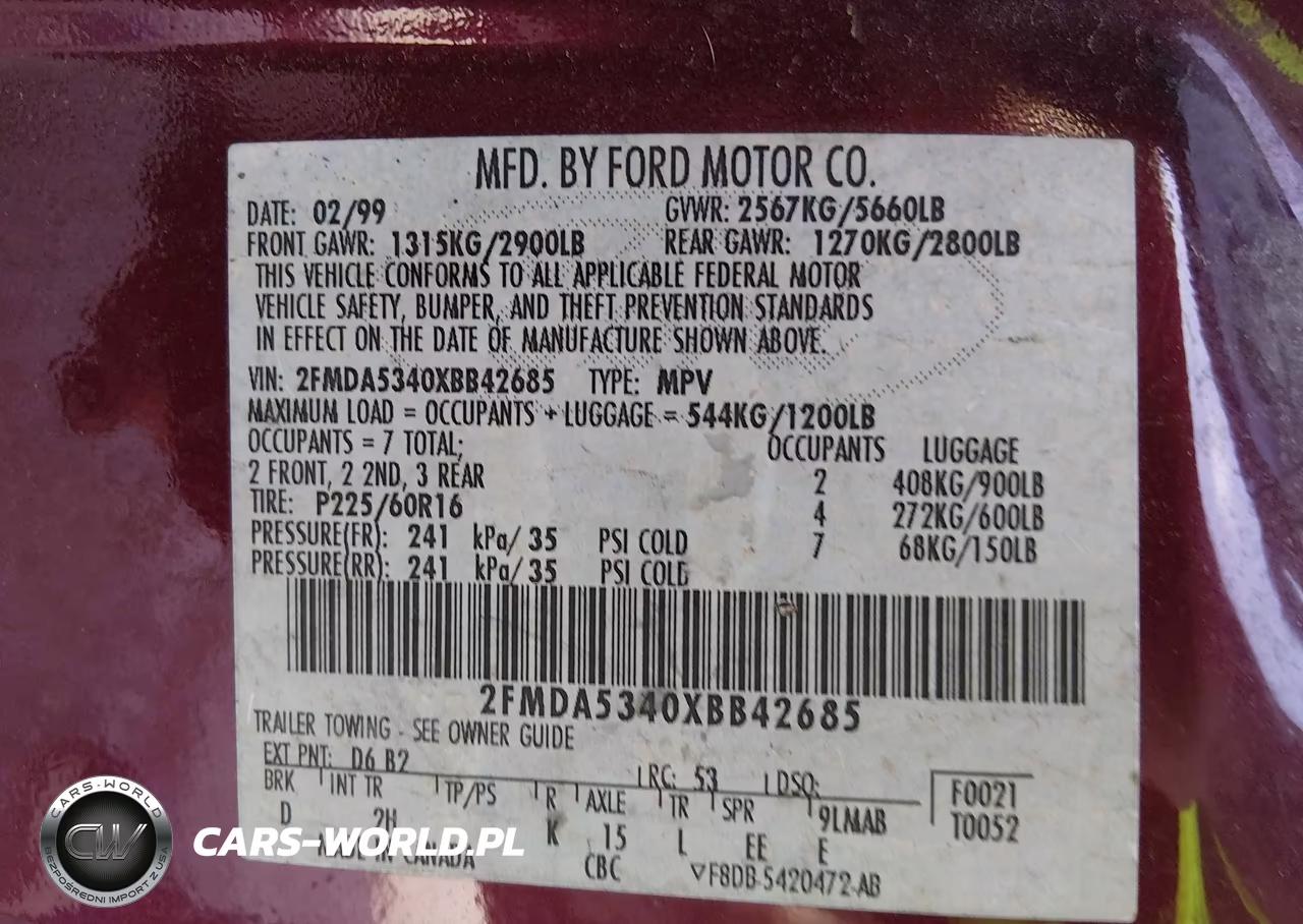 1999 Ford Windstar Sel VIN:2FMDA5340XBB42685 - 9