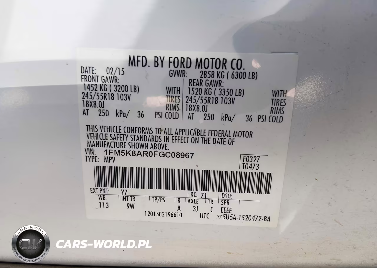 2015 Ford Utility Police Interceptor VIN:1FM5K8AR0FGC08967 - 9