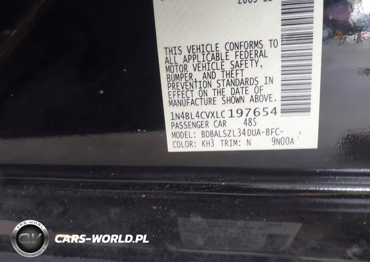 2020 Nissan Altima Sr Fwd VIN:1N4BL4CVXLC197654 - 9