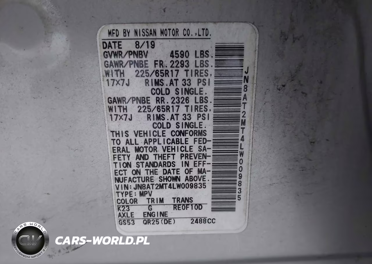 2020 Nissan Rogue Sv Fwd VIN:JN8AT2MT4LW009835 - 9