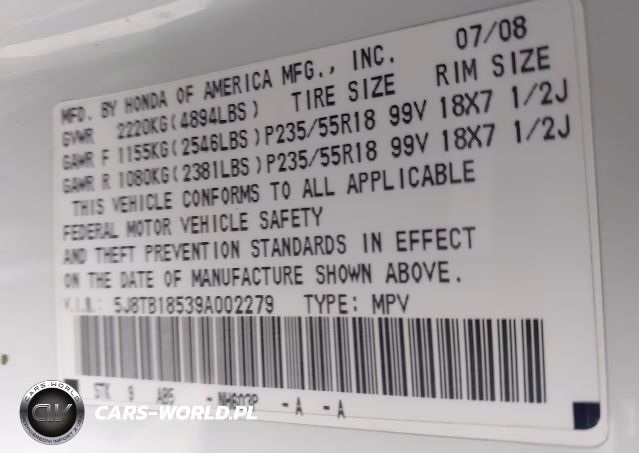 2009 Acura Rdx VIN:5J8TB18539A002279 - 9