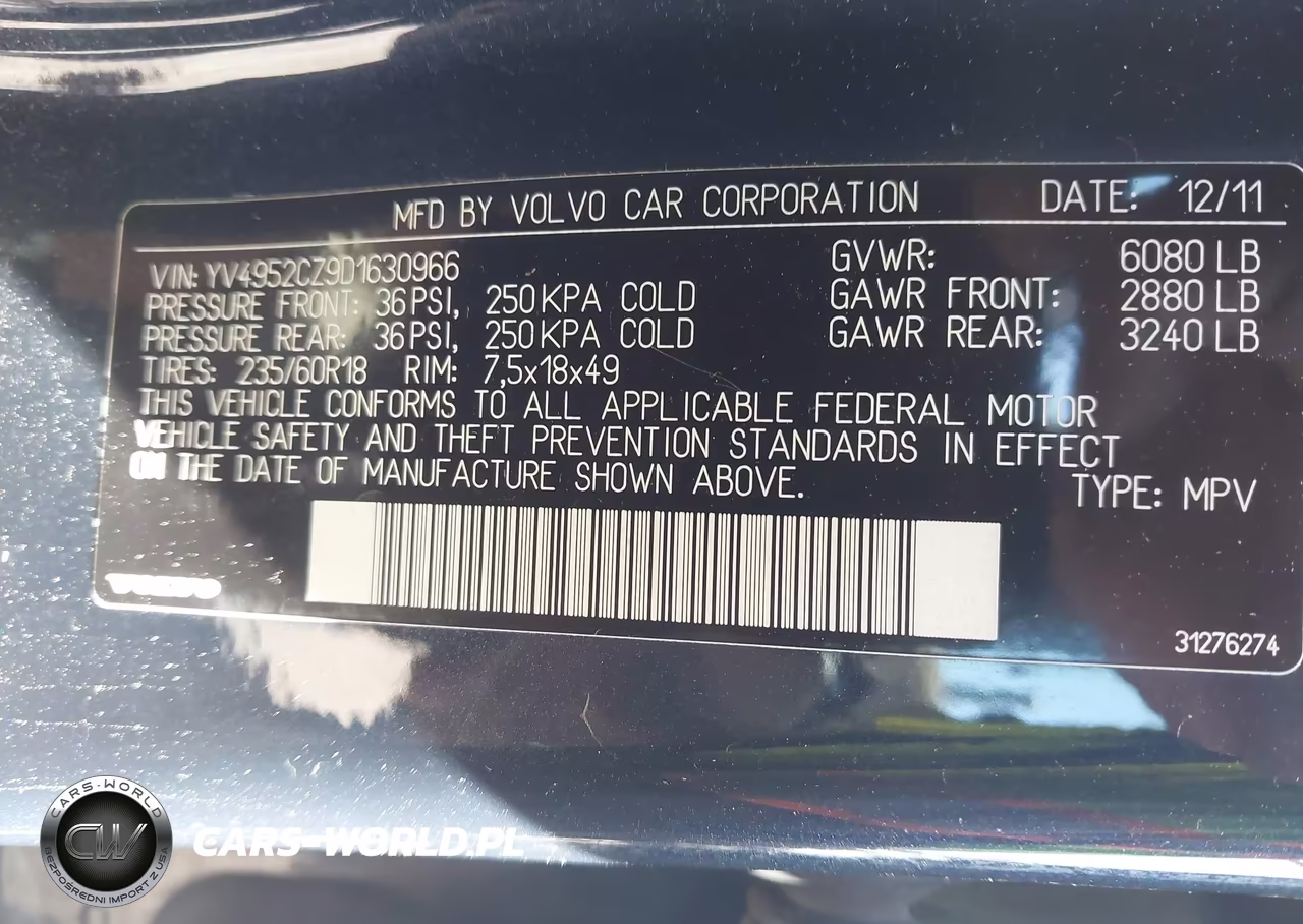 2013 Volvo Xc90 3.2 Platinum VIN:YV4952CZ9D1630966 - 9