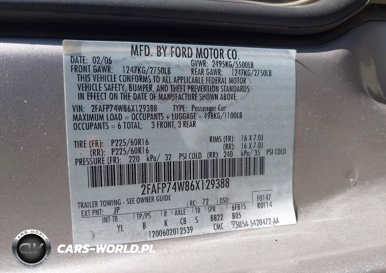 2006 Ford Crown Victoria Lx-Lx Sport VIN:2FAFP74W86X129388 - 9