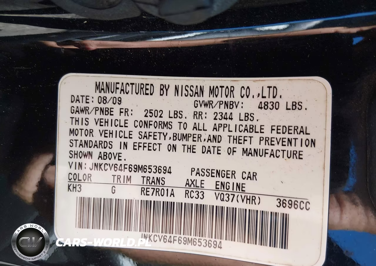2009 Infiniti G37X VIN:JNKCV64F69M653694 - 9