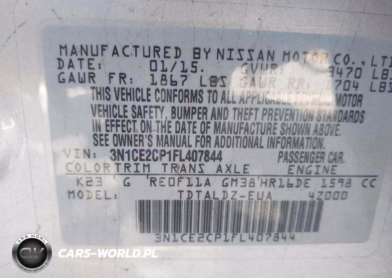 2015 Nissan Versa Note S (Sr)-S Plus-Sl-Sr-Sv VIN:3N1CE2CP1FL407844 - 9