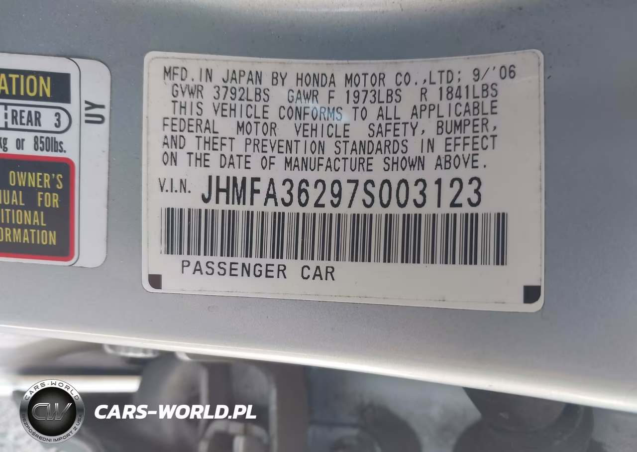 2007 Honda Civic Hybrid VIN:JHMFA36297S003123 - 9