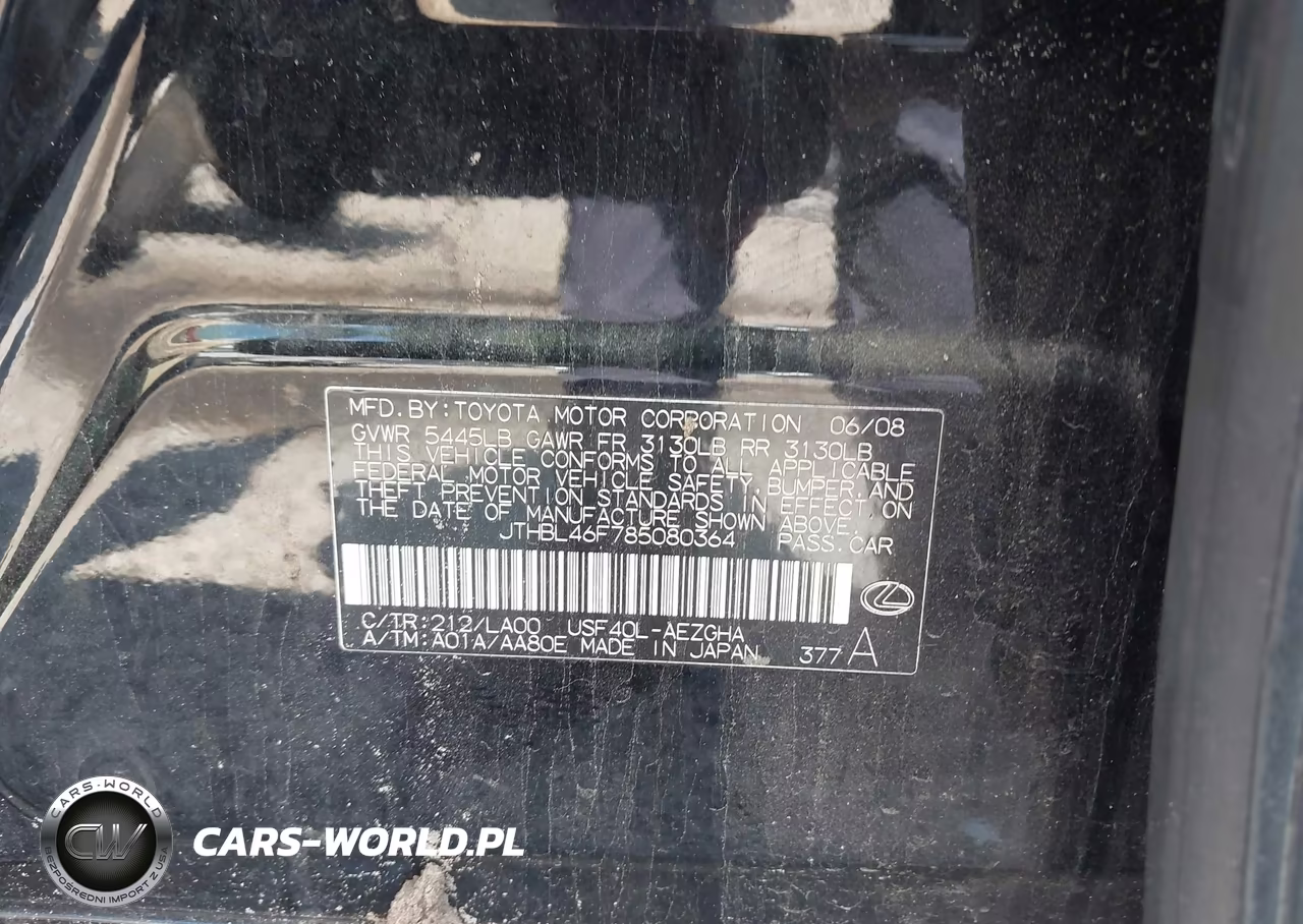 2008 Lexus Ls 460 VIN:JTHBL46F785080364 - 9