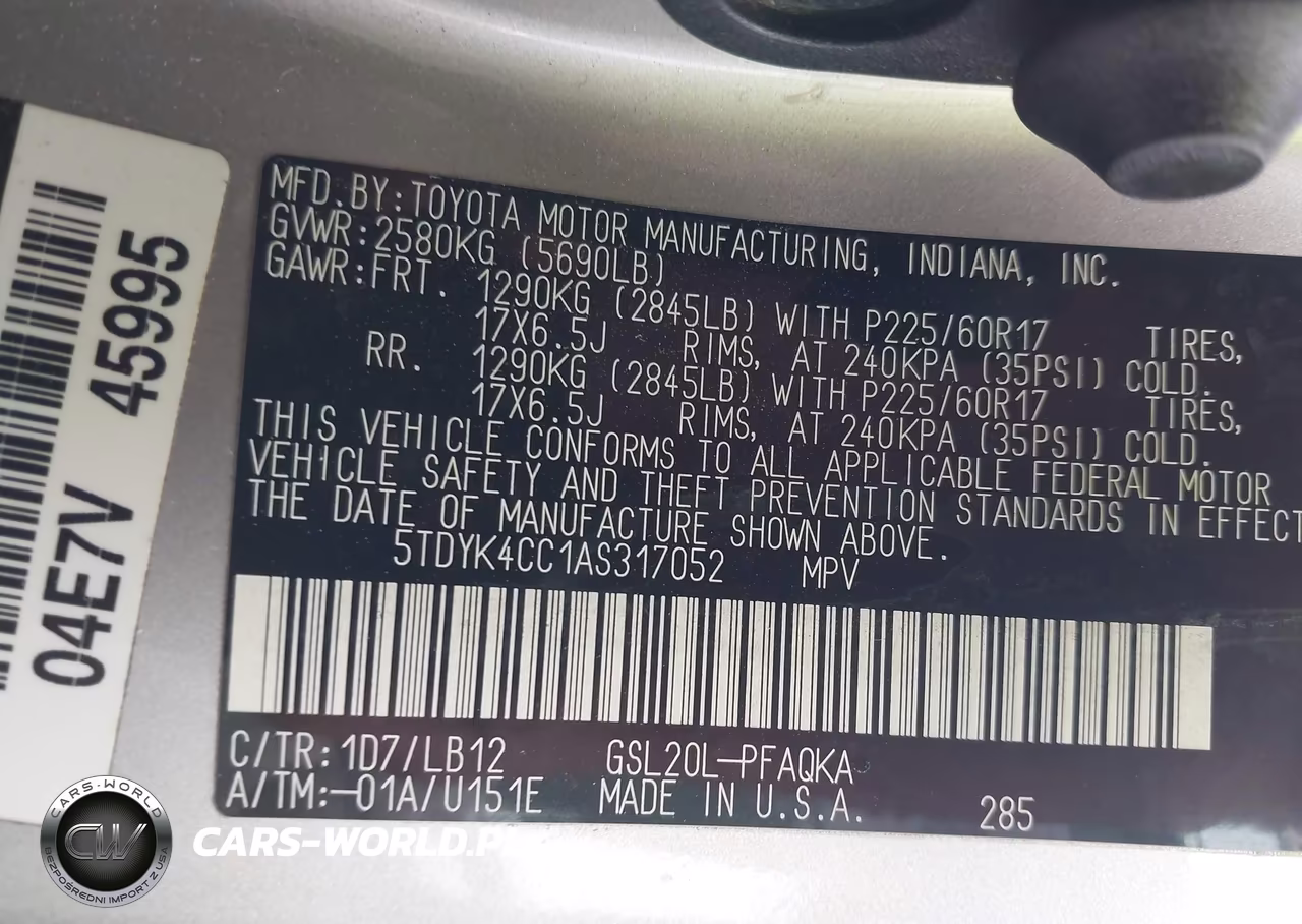 2010 Toyota Sienna Xle VIN:5TDYK4CC1AS317052 - 9