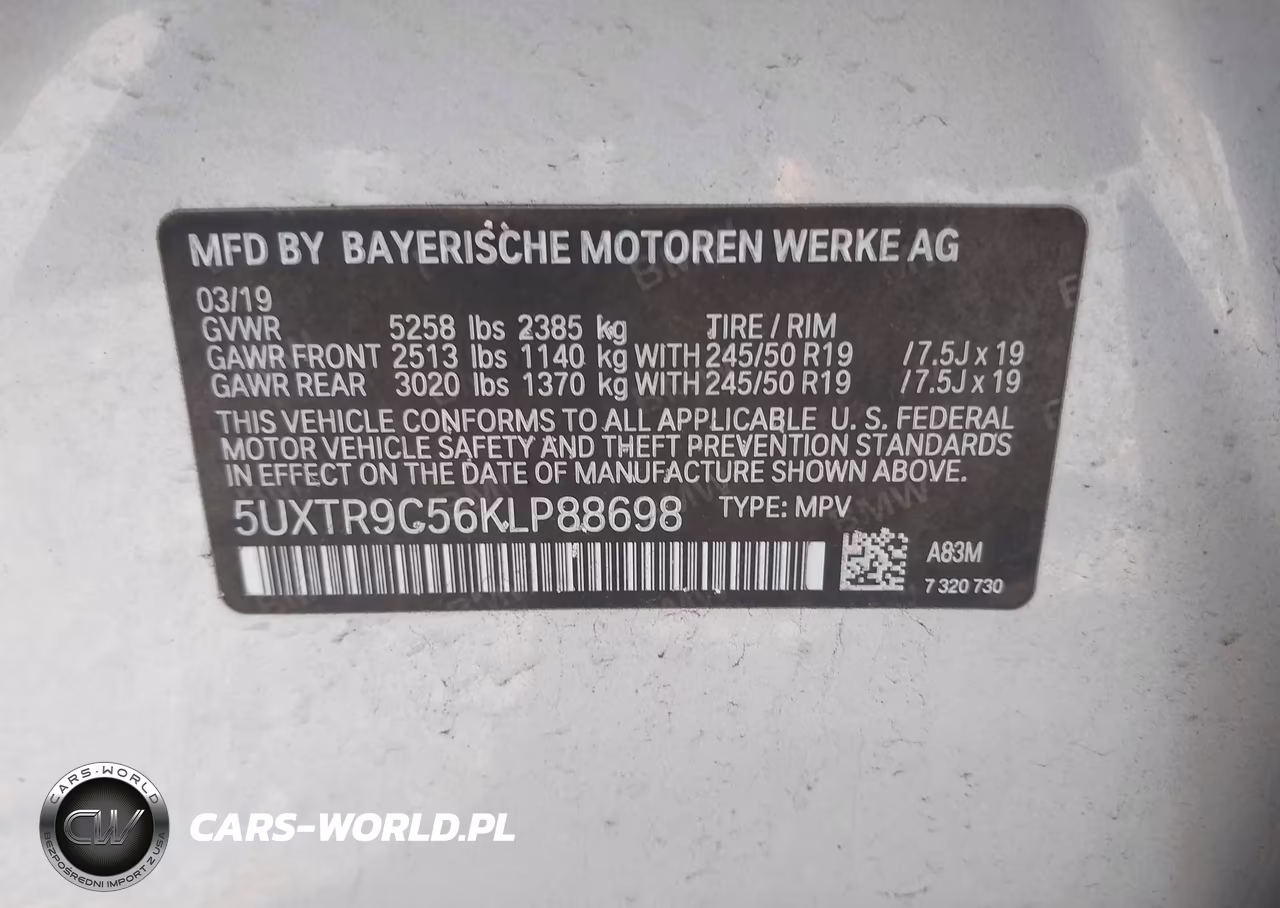 2019 BMW X3 xDrive30I VIN:5UXTR9C56KLP88698 - 9