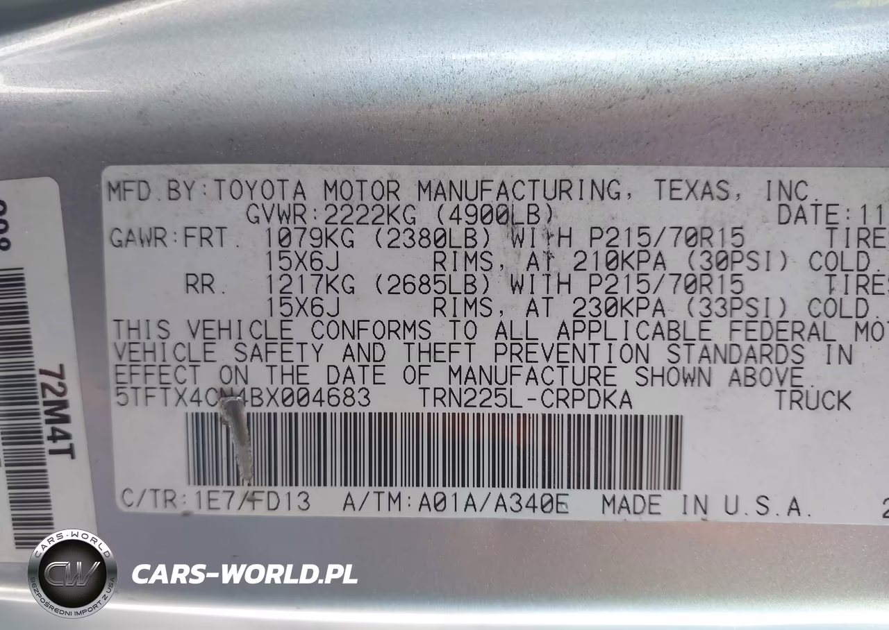 2011 Toyota Tacoma VIN:5TFTX4CN4BX004683 - 9