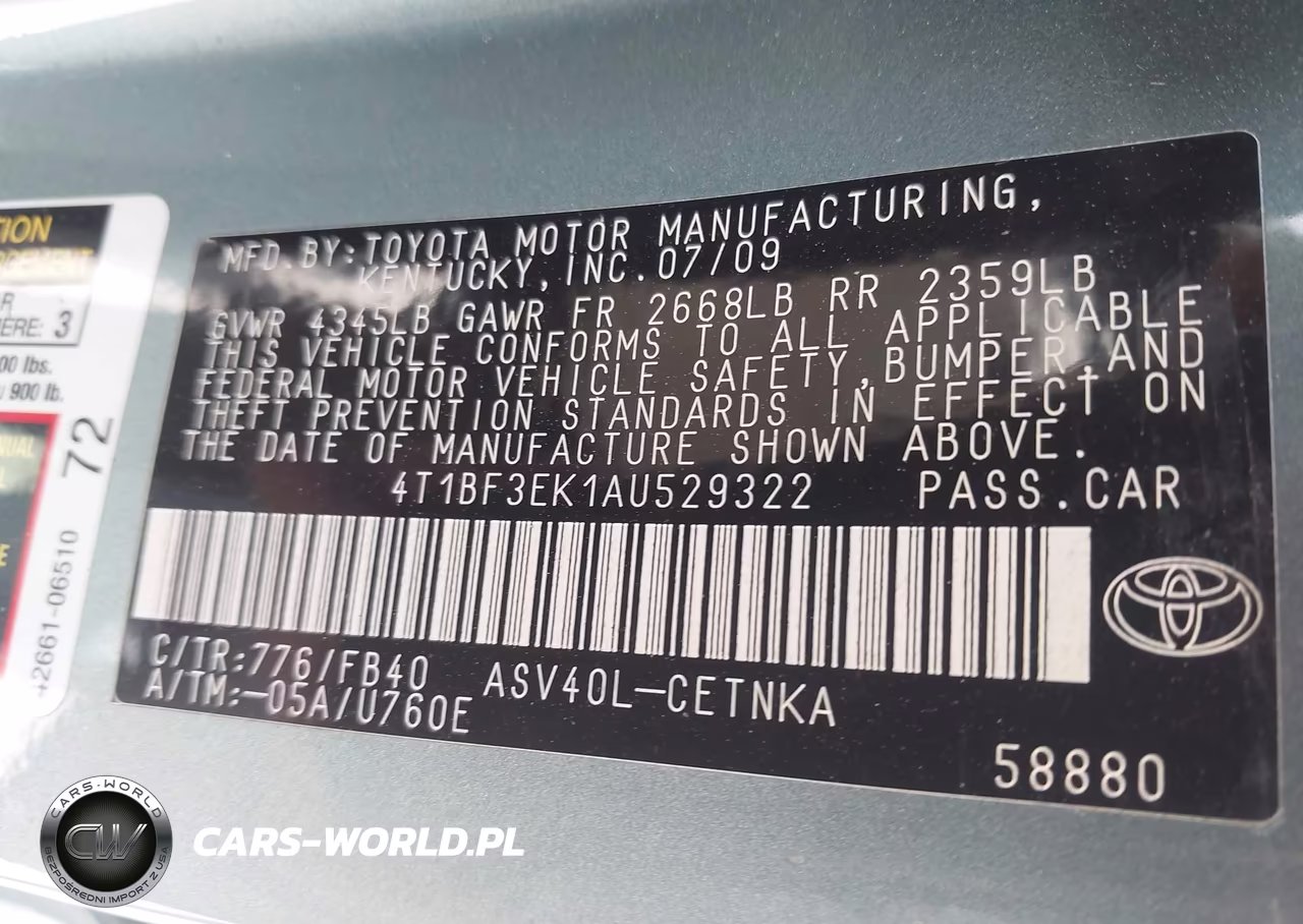 2010 Toyota Camry Le VIN:4T1BF3EK1AU529322 - 9