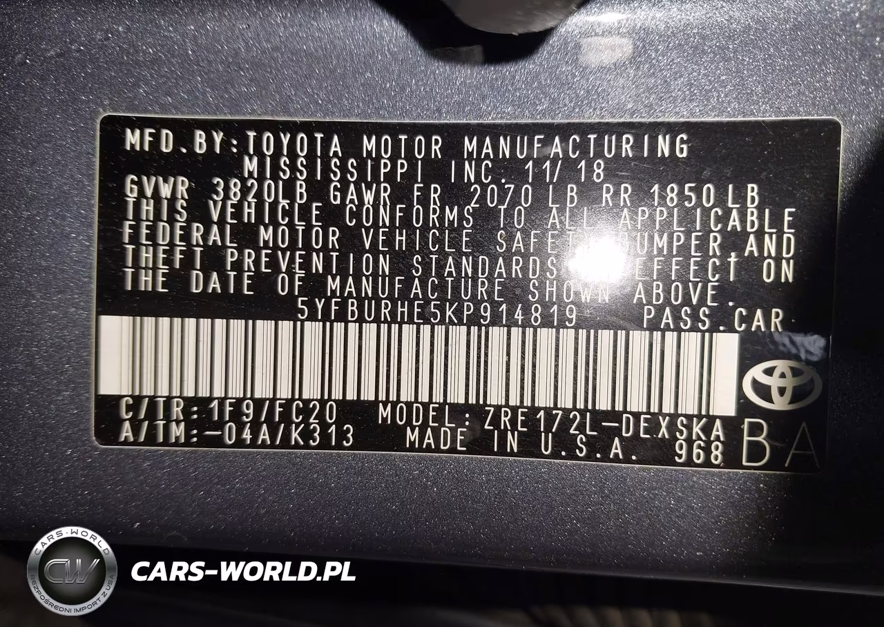 2019 Toyota Corolla Se VIN:5YFBURHE5KP914819 - 9