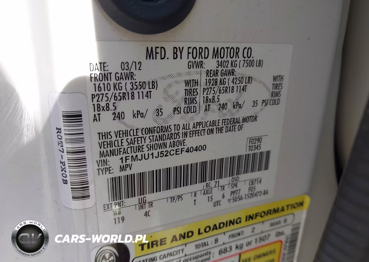 2012 Ford Expedition Xlt VIN:1FMJU1J52CEF40400 - 9