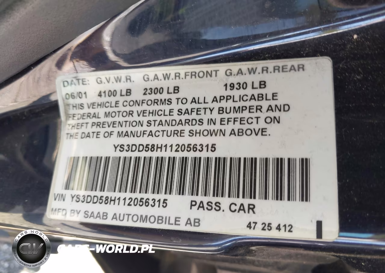 2001 Saab 9-3 VIN:YS3DD58H112056315 - 9