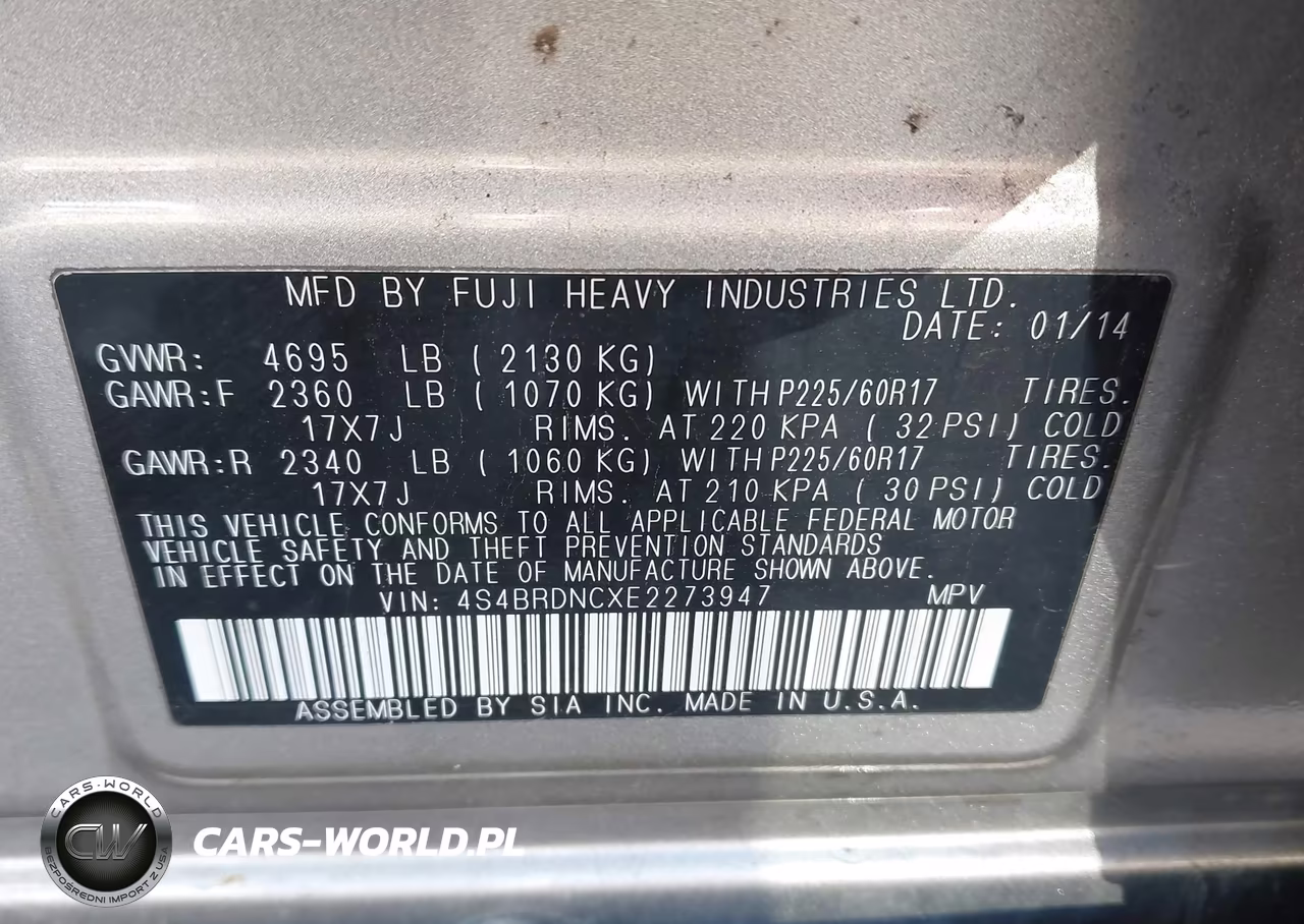 2014 Subaru Outback 3.6R Limited VIN:4S4BRDNCXE2273947 - 9
