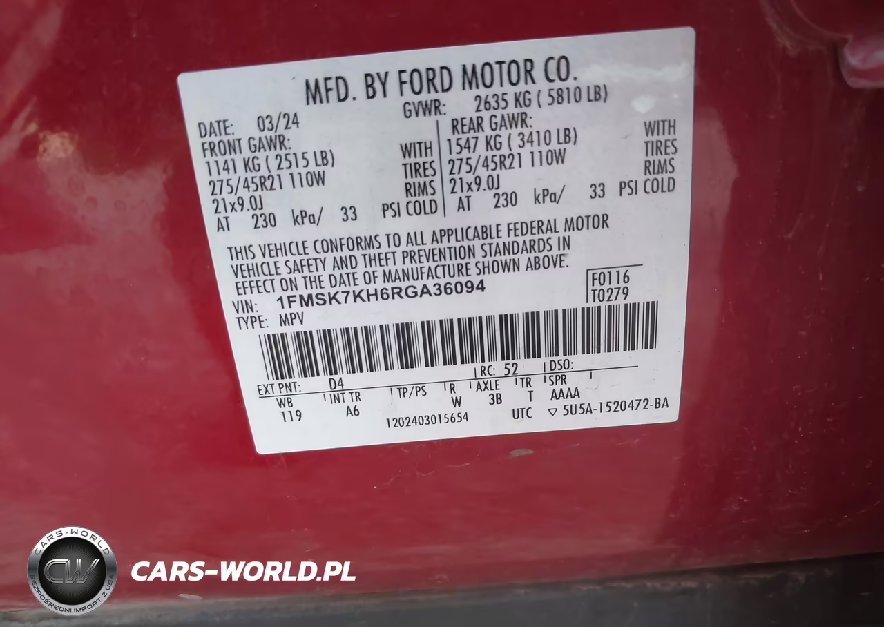 2024 Ford Explorer St-Line VIN:1FMSK7KH6RGA36094 - 9