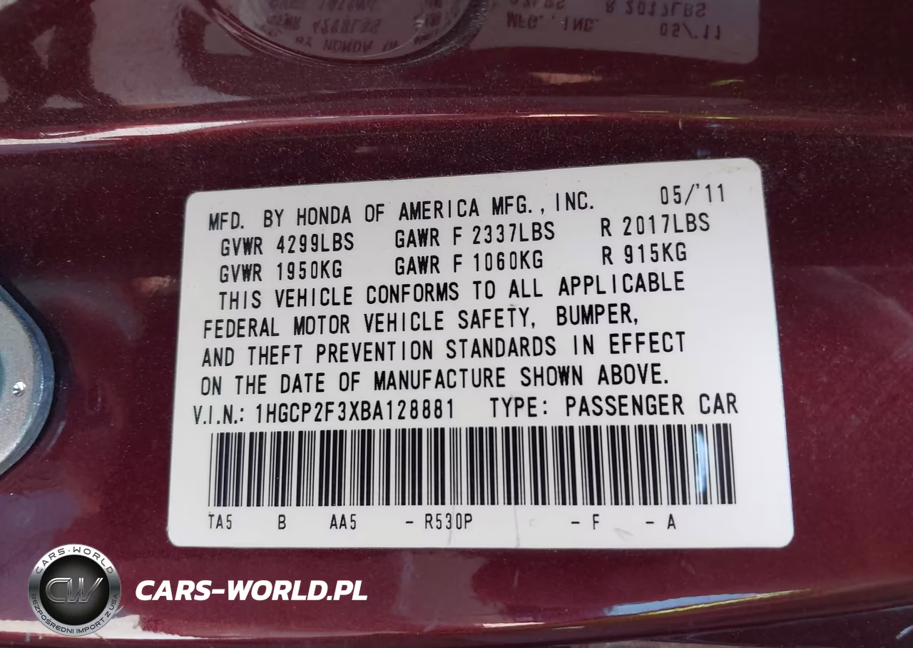 2011 Honda Accord 2.4 Lx VIN:1HGCP2F3XBA128881 - 9