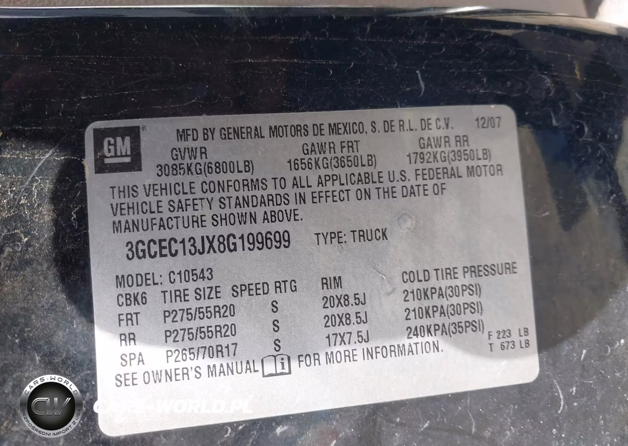 2008 Chevrolet Silverado 1500 Ltz VIN:3GCEC13JX8G199699 - 9