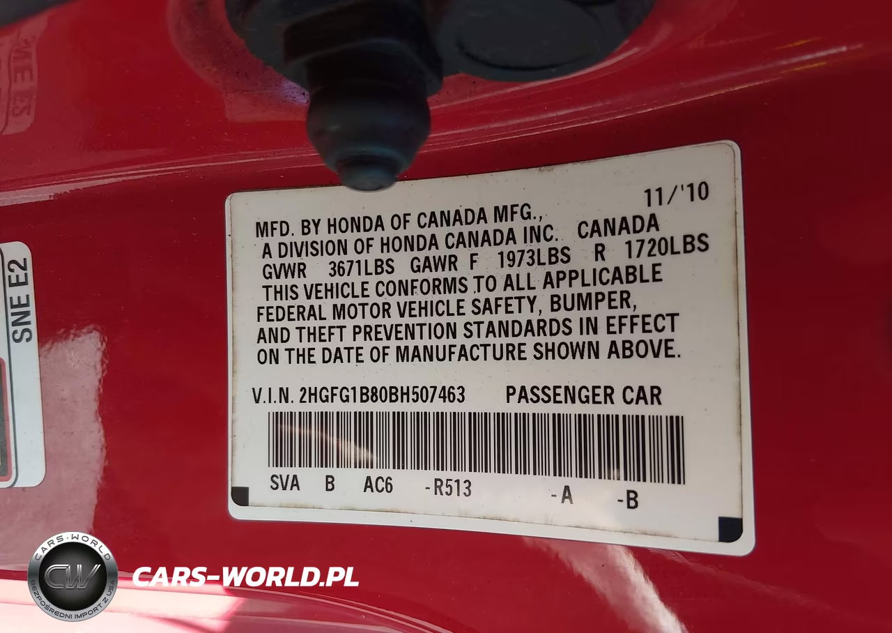 2011 Honda Civic Ex VIN:2HGFG1B80BH507463 - 9