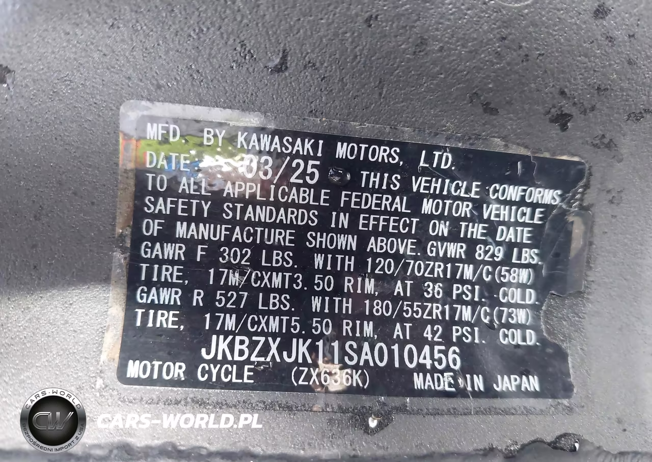 2025 Kawasaki Zx636 K VIN:JKBZXJK11SA010456 - 10