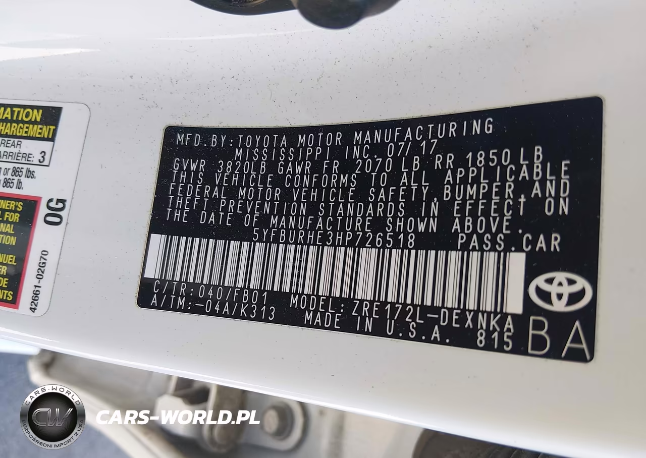 2017 Toyota Corolla Le VIN:5YFBURHE3HP726518 - 9