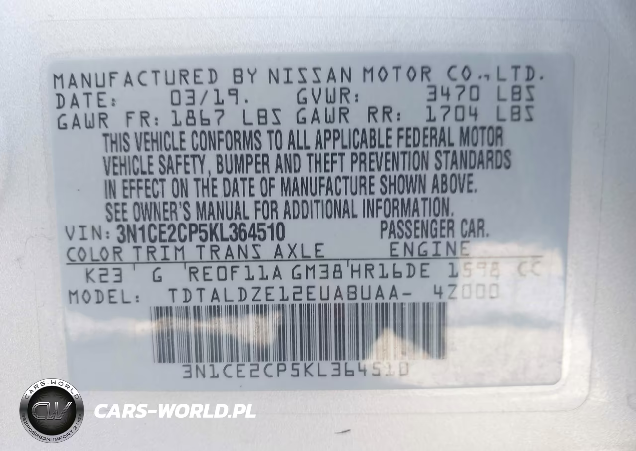 2019 Nissan Versa Note Sv VIN:3N1CE2CP5KL364510 - 9