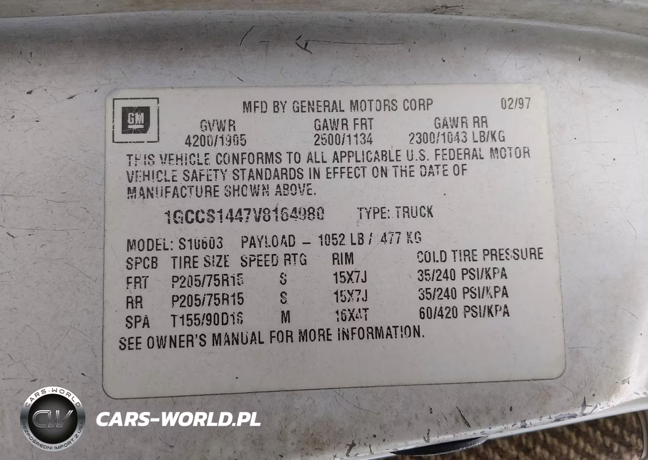 1997 Chevrolet S-10 Ls Fleetside Cmi VIN:1GCCS1447V8164980 - 9