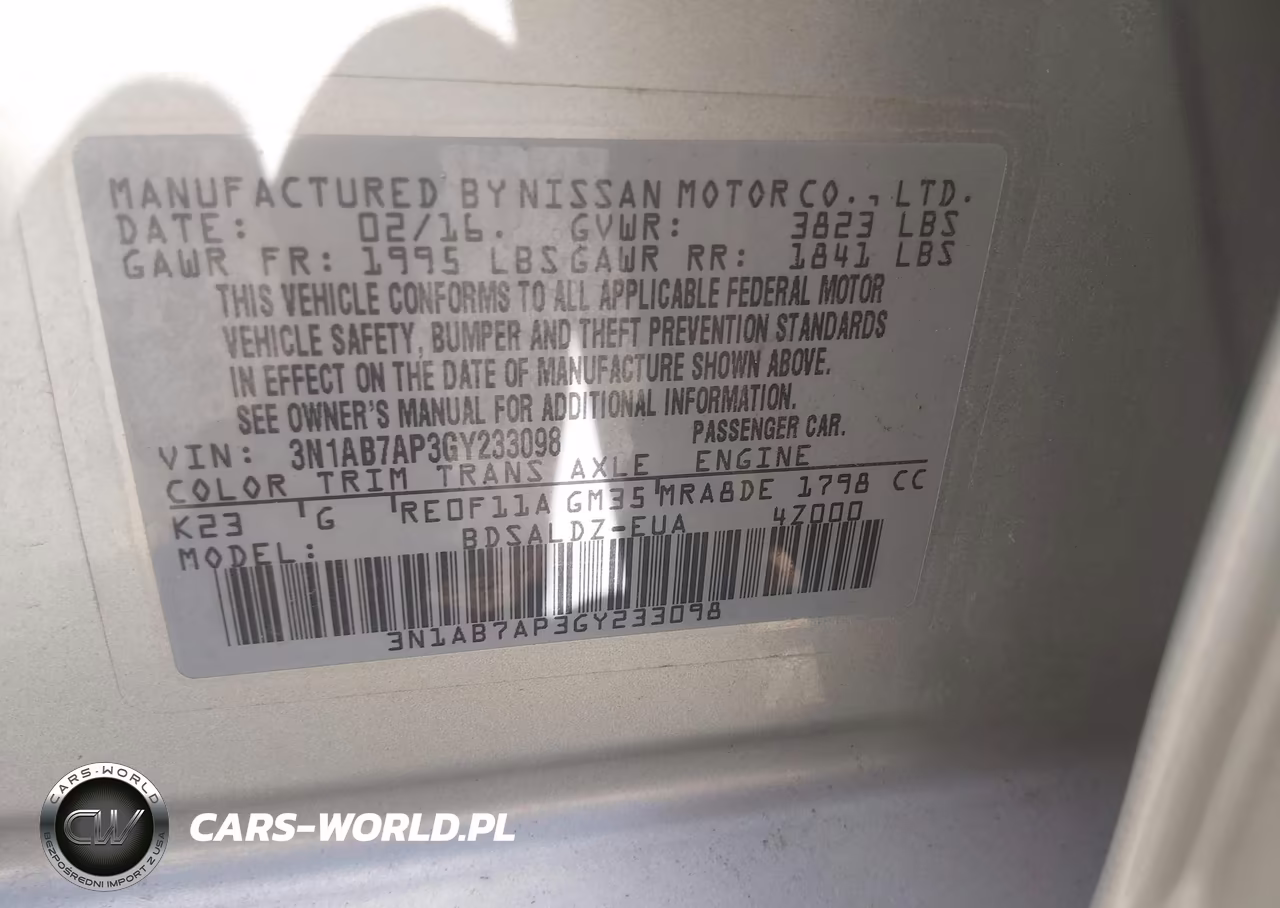 2016 Nissan Sentra Fe+ S-S-Sl-Sr-Sv VIN:3N1AB7AP3GY233098 - 9