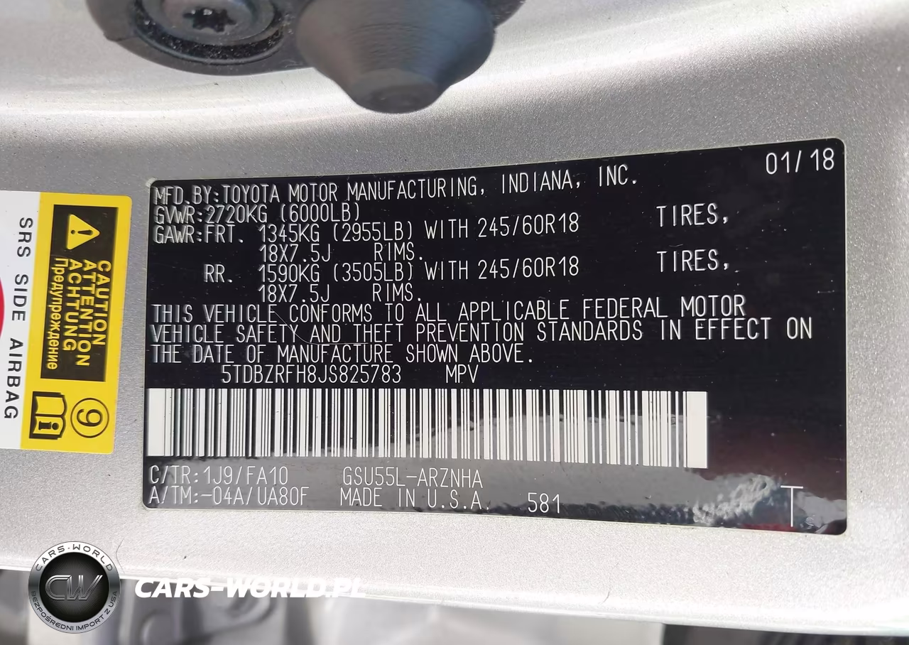 2018 Toyota Highlander Le Plus VIN:5TDBZRFH8JS825783 - 9