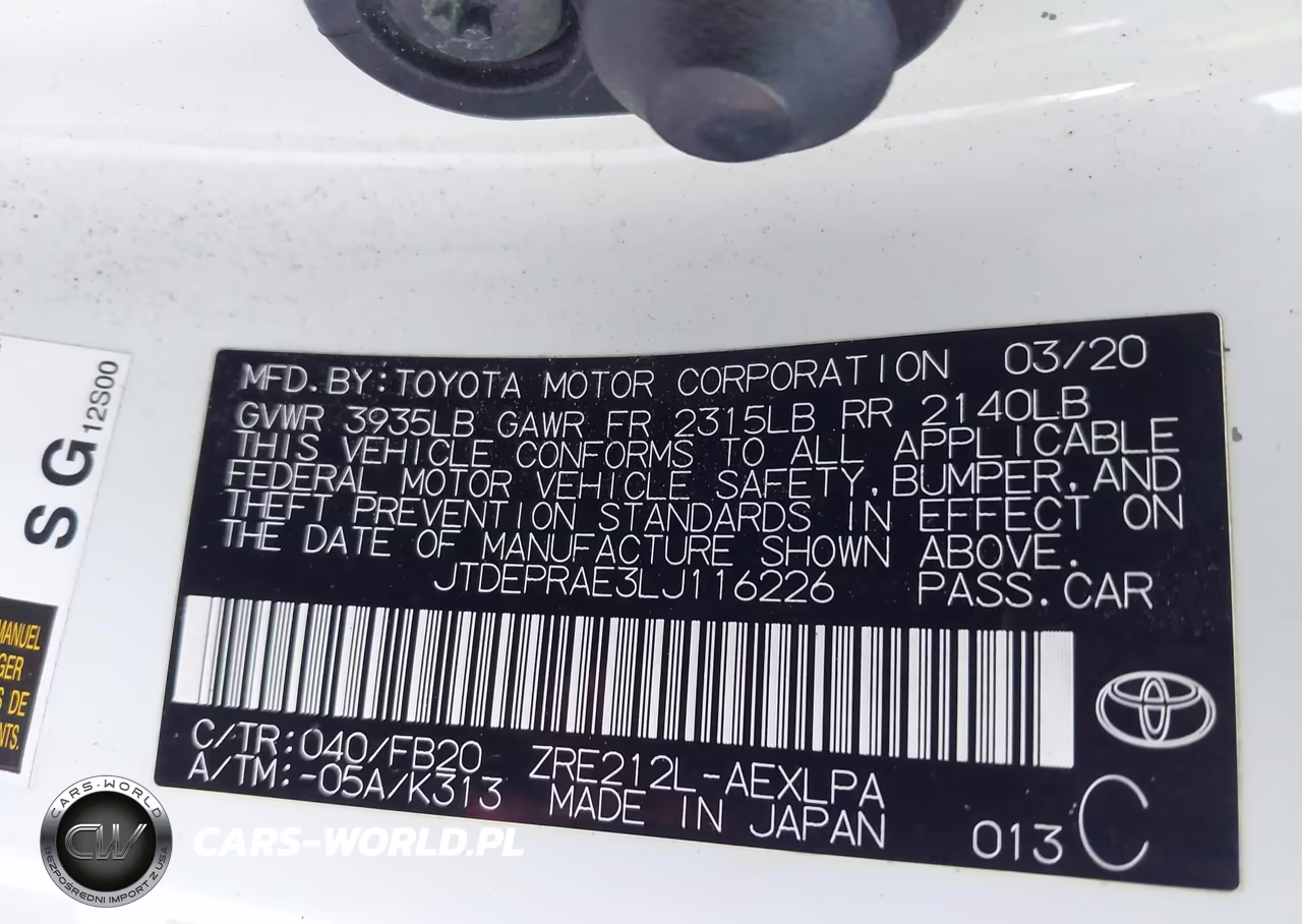 2020 Toyota Corolla Le VIN:JTDEPRAE3LJ116226 - 9