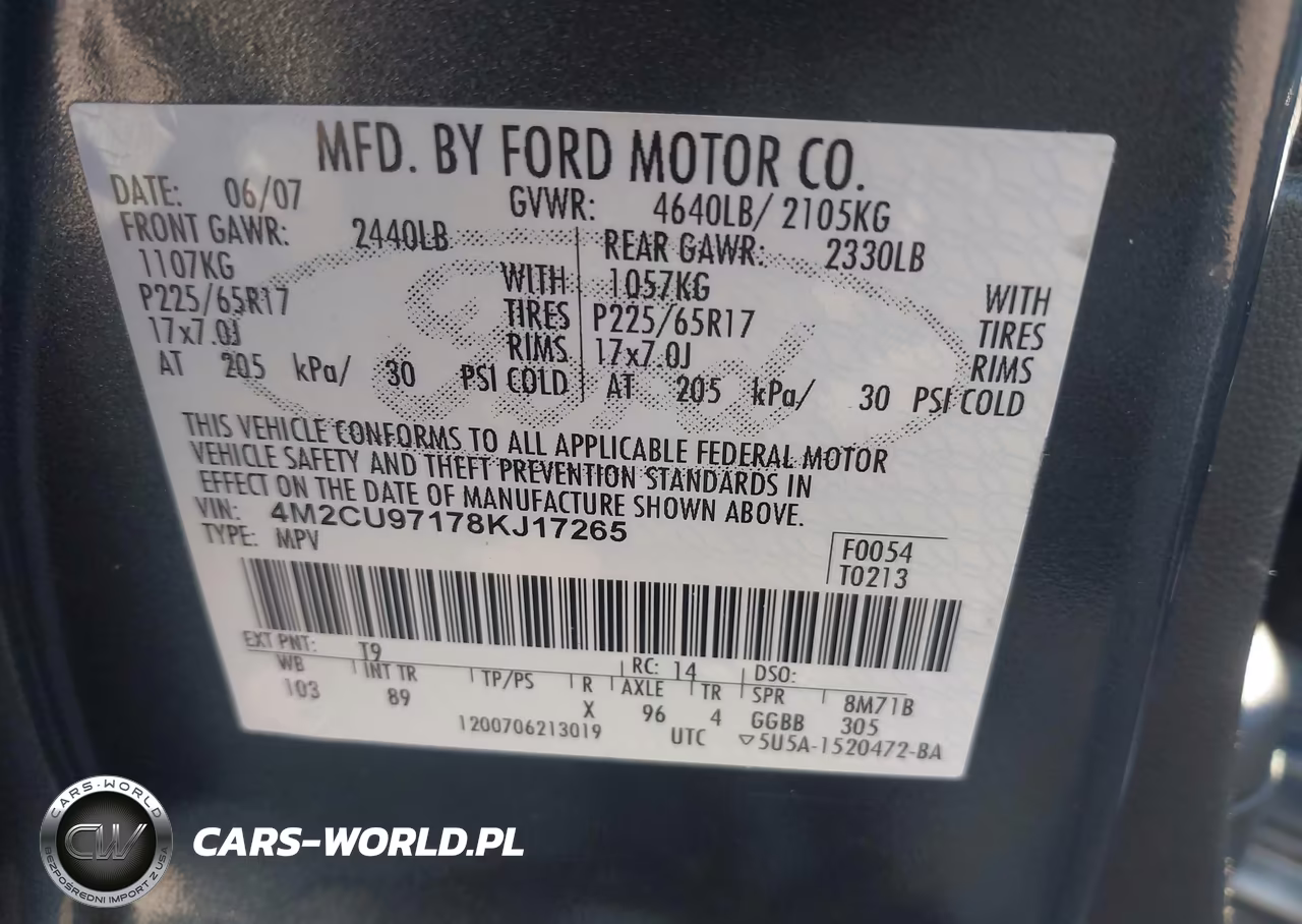 2008 Mercury Mariner Premier VIN:4M2CU97178KJ17265 - 9