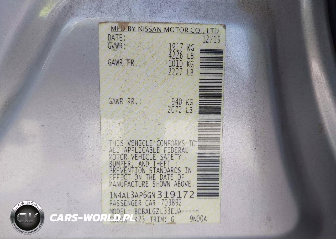 2016 Nissan Altima 2.5 S VIN:1N4AL3AP6GN319172 - 9