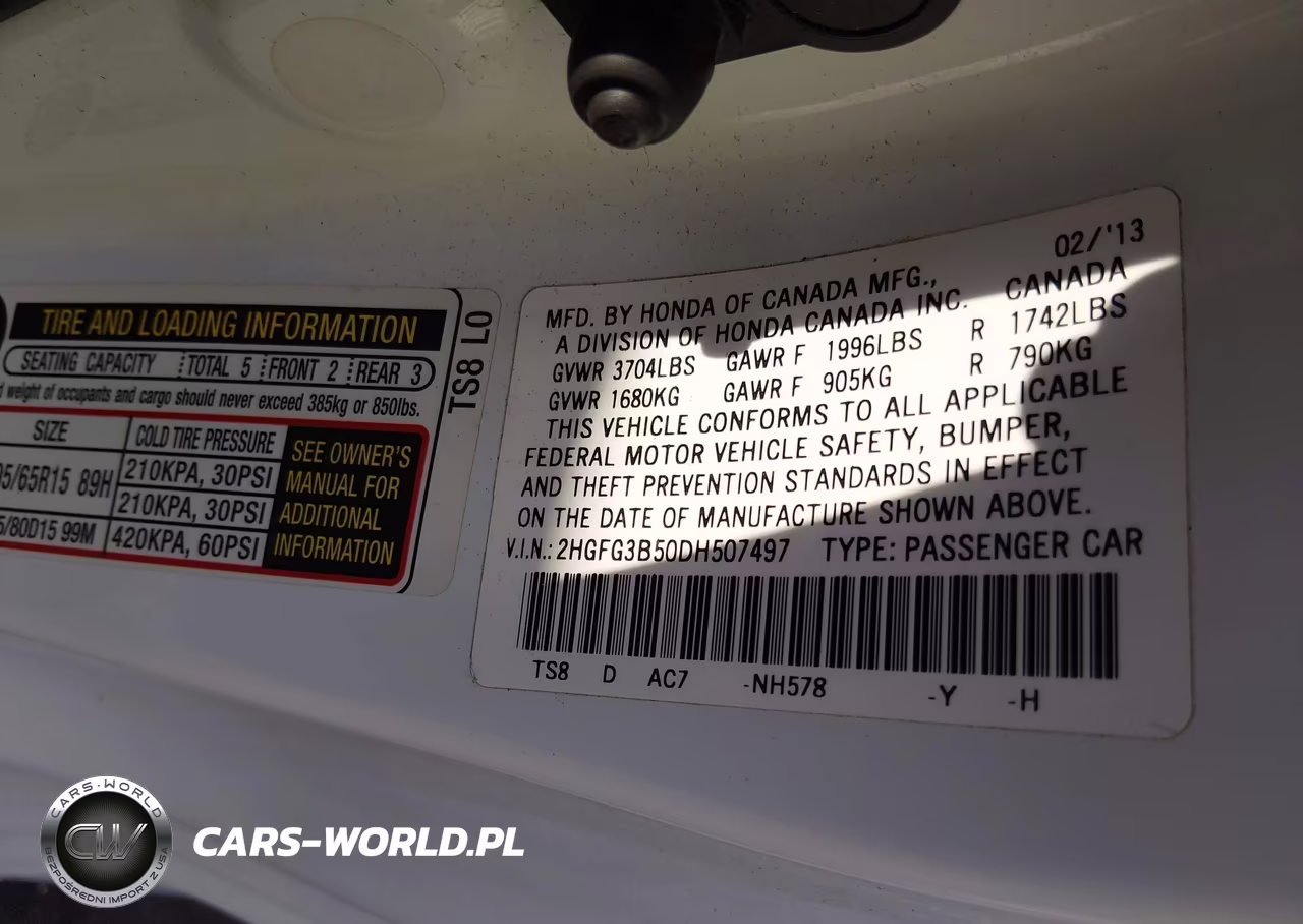 2013 Honda Civic Lx VIN:2HGFG3B50DH507497 - 9