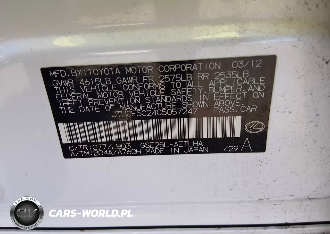 2012 Lexus Is 250 VIN:JTHCF5C24C5057247 - 9