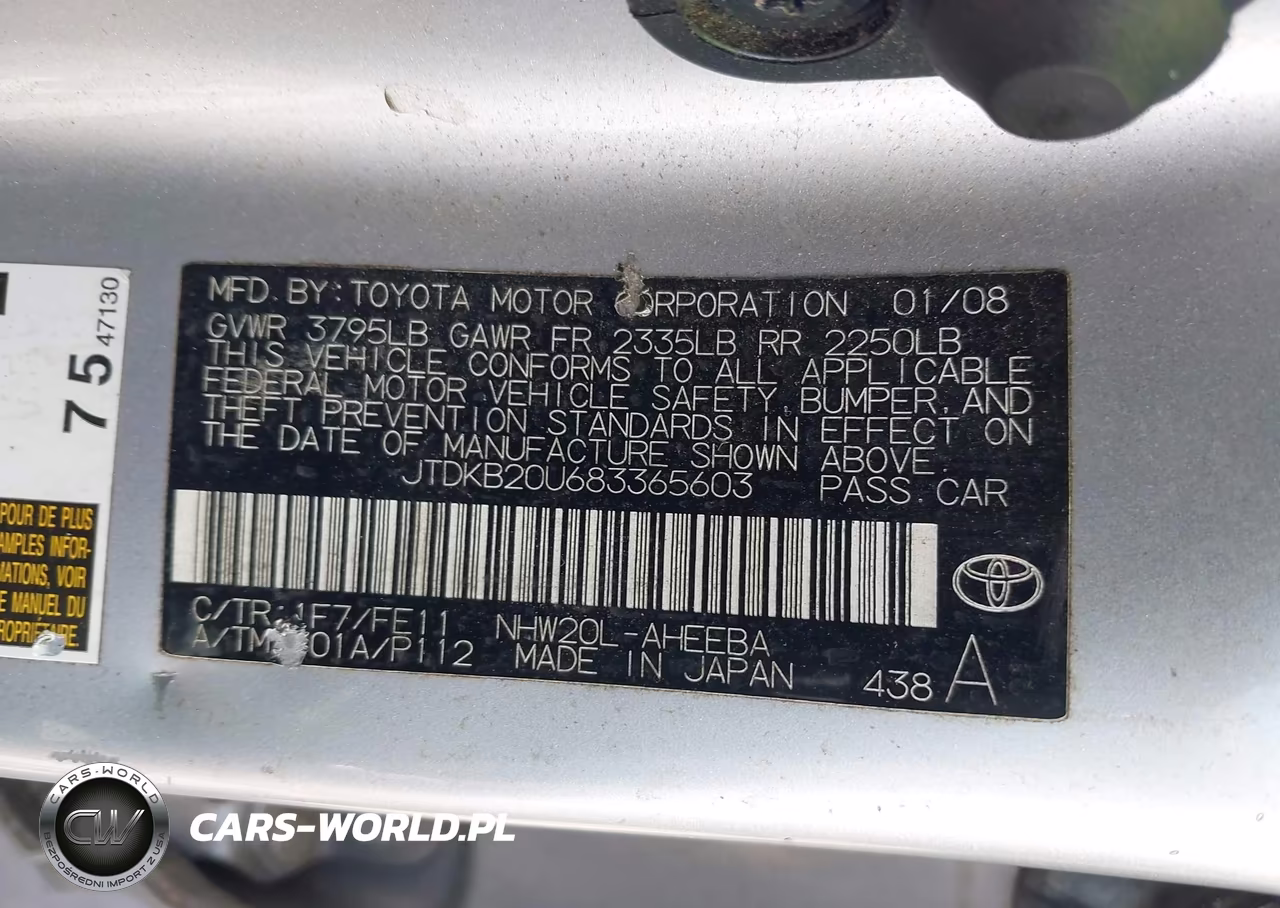 2008 Toyota Prius Standard VIN:JTDKB20U683365603 - 9