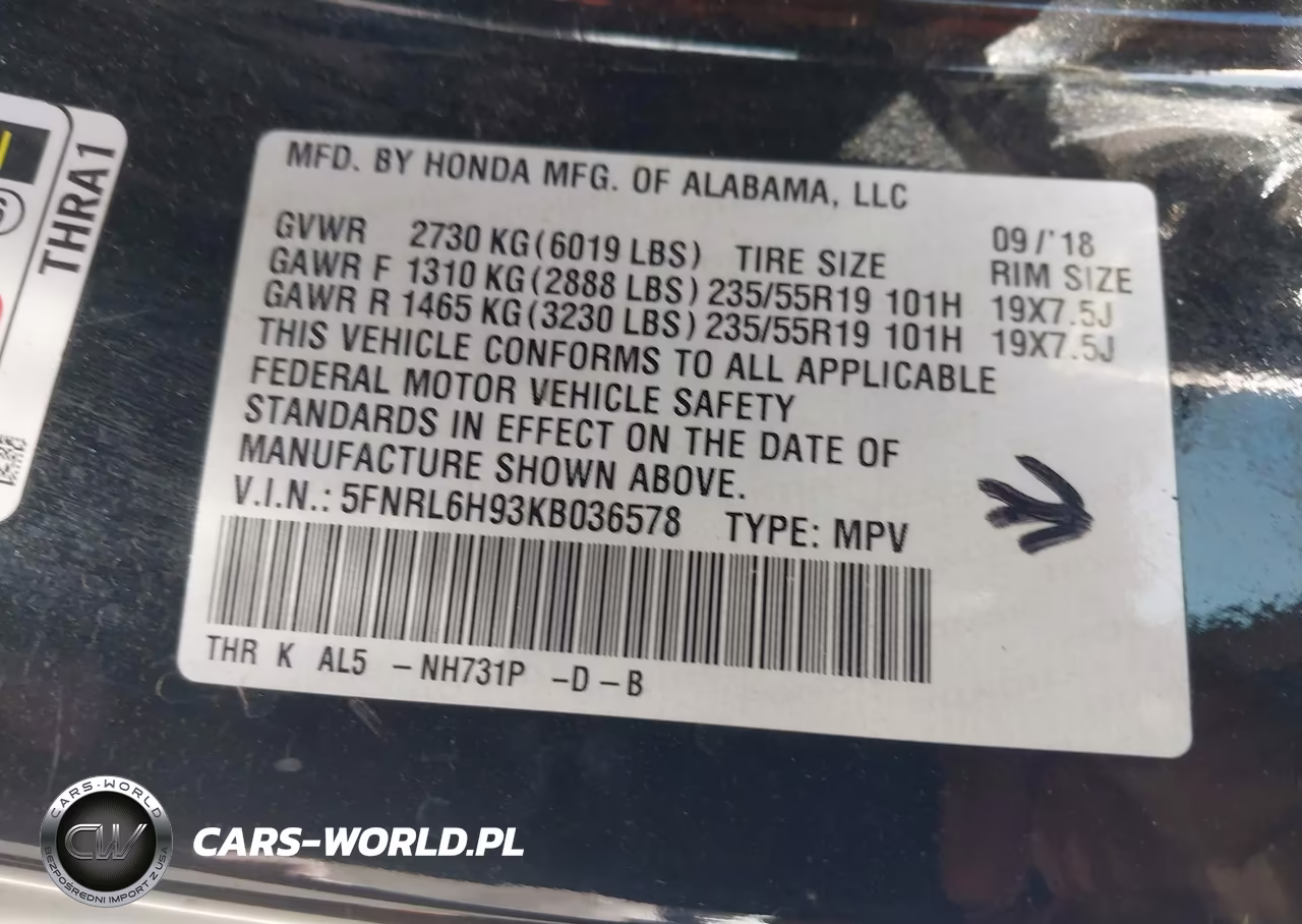 2019 Honda Odyssey Elite VIN:5FNRL6H93KB036578 - 9