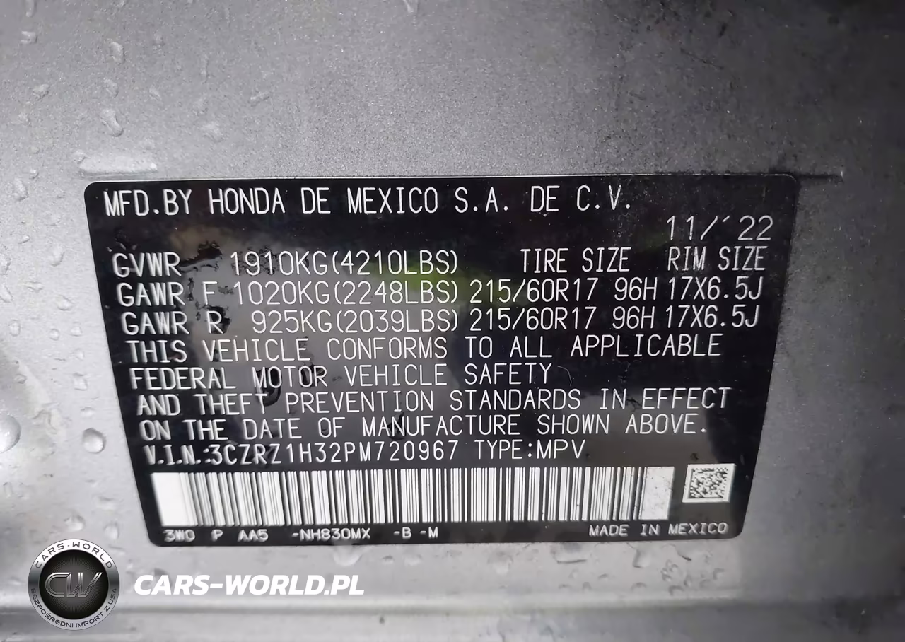 2023 Honda Hr-V 2Wd Lx VIN:3CZRZ1H32PM720967 - 9