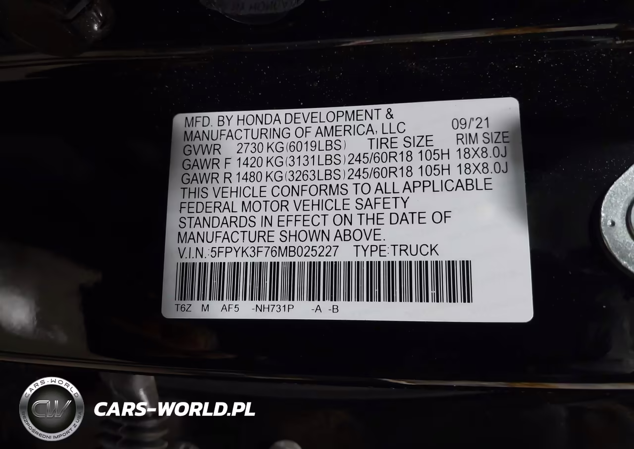 2021 Honda Ridgeline Rtl-E VIN:5FPYK3F76MB025227 - 9