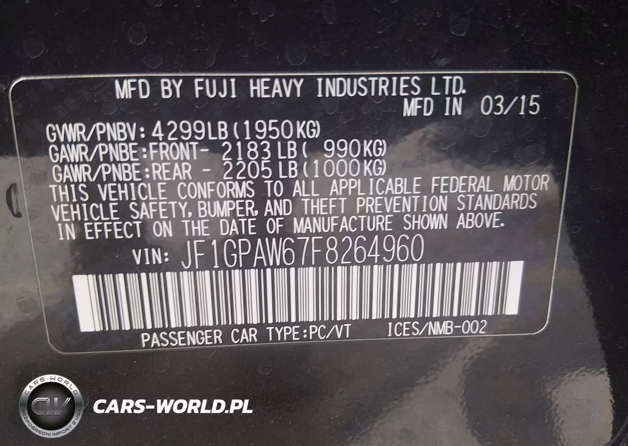 2015 Subaru Impreza Wagon 2.0I Sport Limited VIN:JF1GPAW67F8264960 - 9