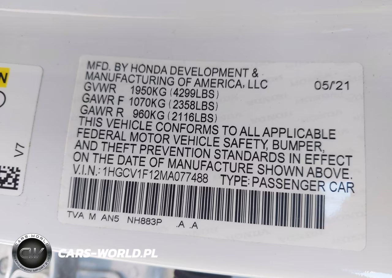 2021 Honda Accord Lx VIN:1HGCV1F12MA077488 - 9