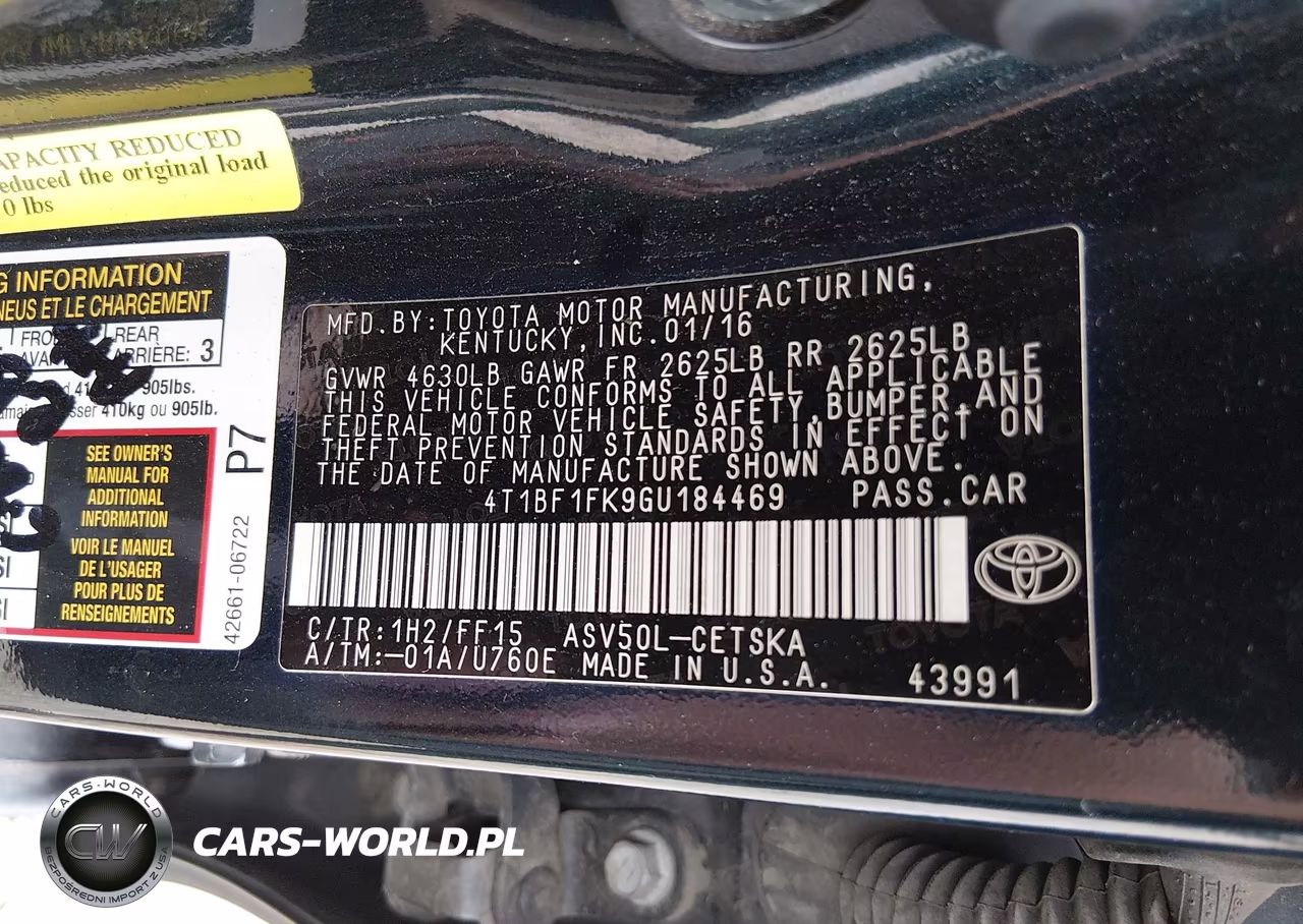 2016 Toyota Camry Se VIN:4T1BF1FK9GU184469 - 9