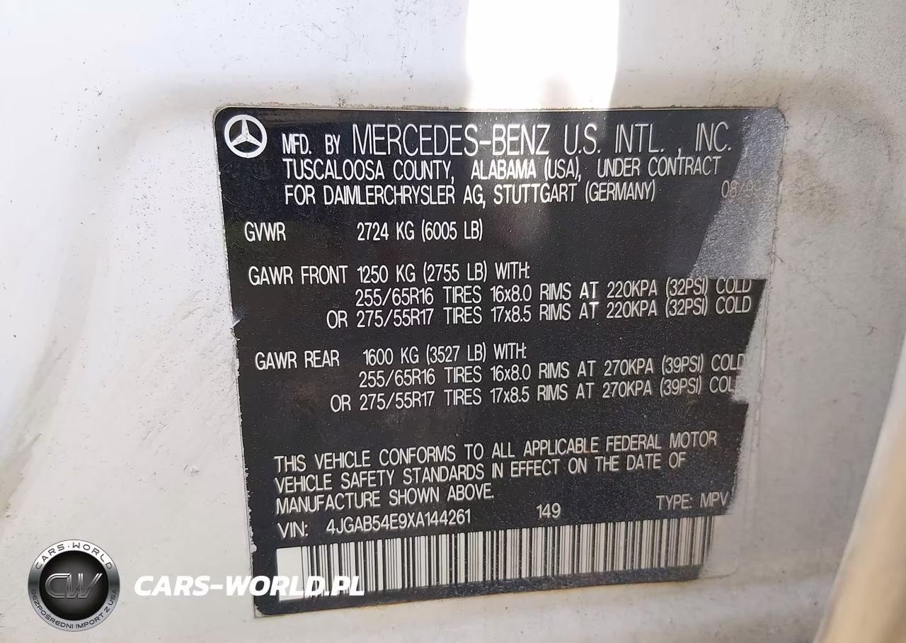 1999 Mercedes Ml 320 VIN:4JGAB54E9XA144261 - 9
