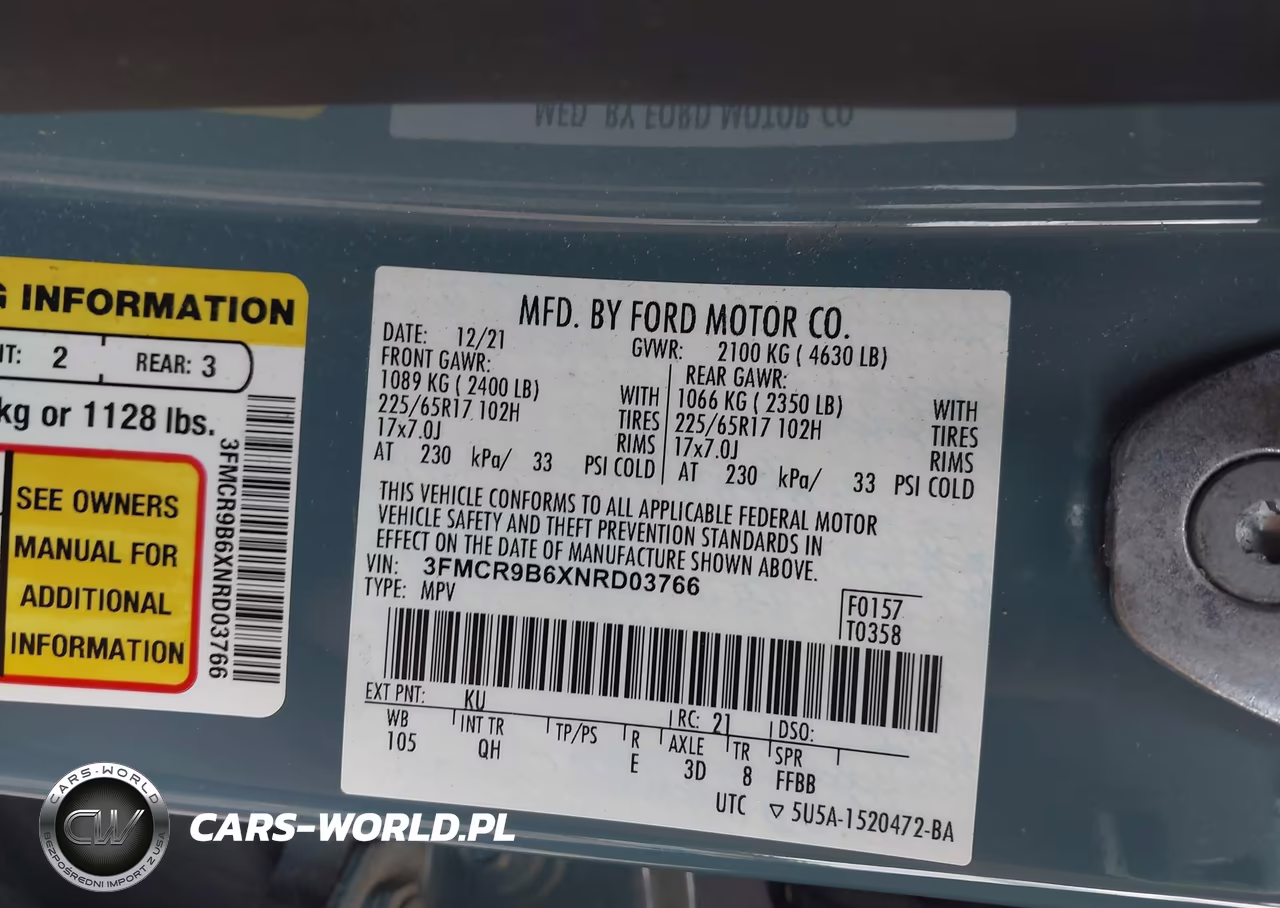2022 Ford Bronco Sport Big Bend VIN:3FMCR9B6XNRD03766 - 9