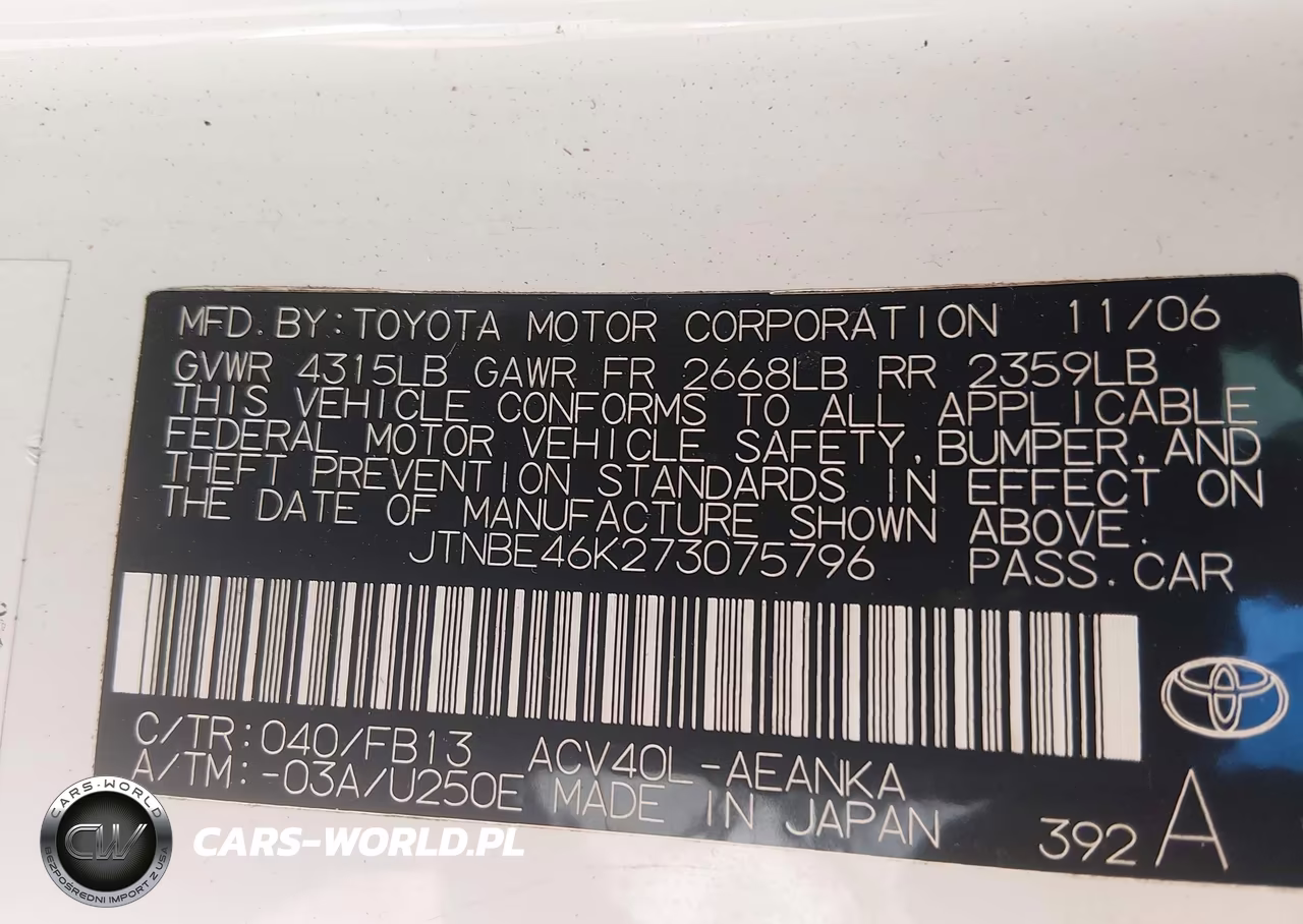 2007 Toyota Camry Le VIN:JTNBE46K273075796 - 9