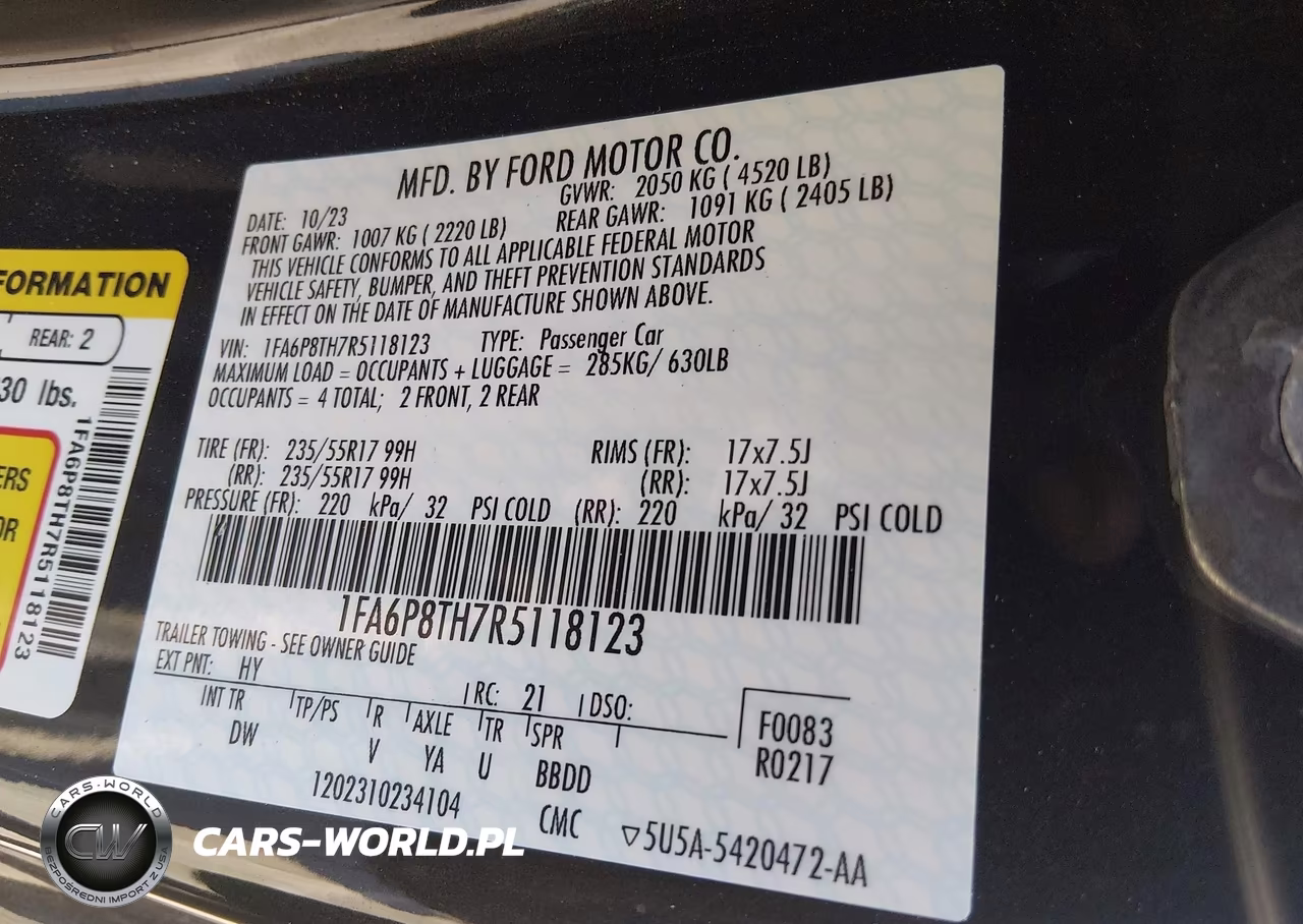 2024 Ford Mustang Ecoboost Fastback VIN:1FA6P8TH7R5118123 - 9