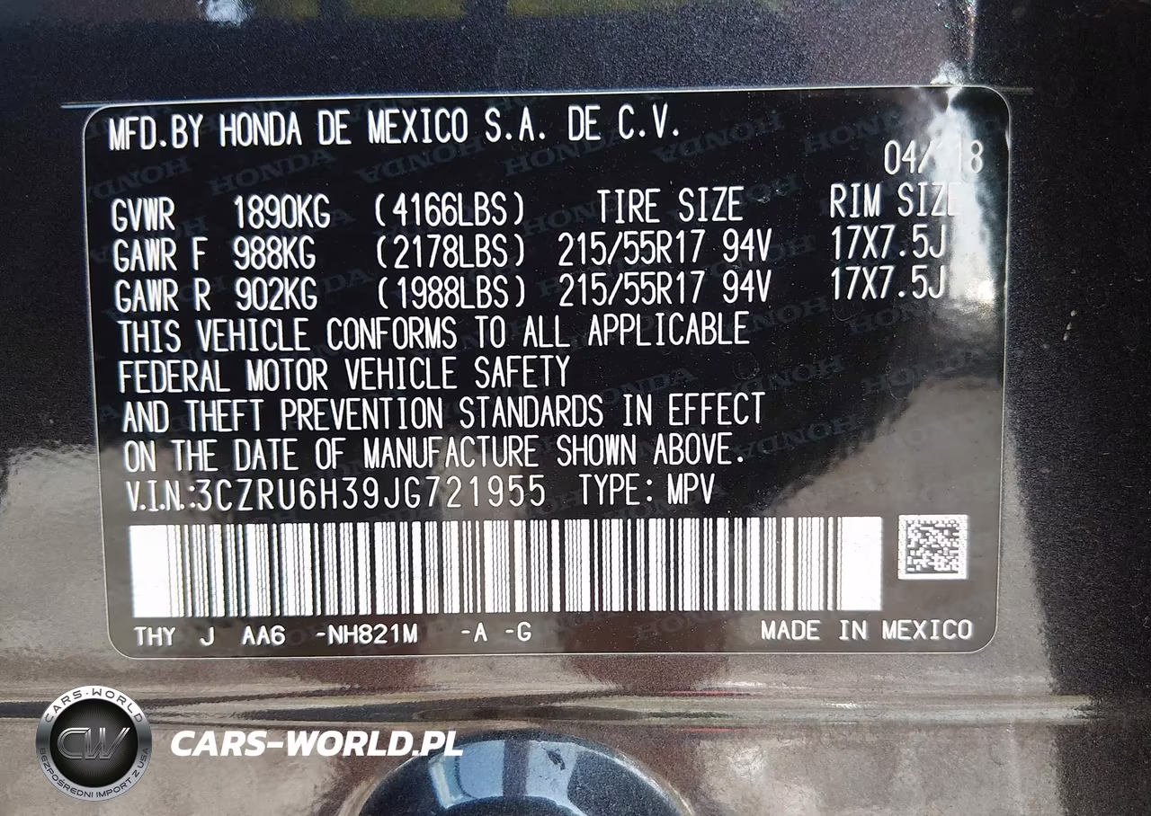 2018 Honda Hr-V Lx VIN:3CZRU6H39JG721955 - 9