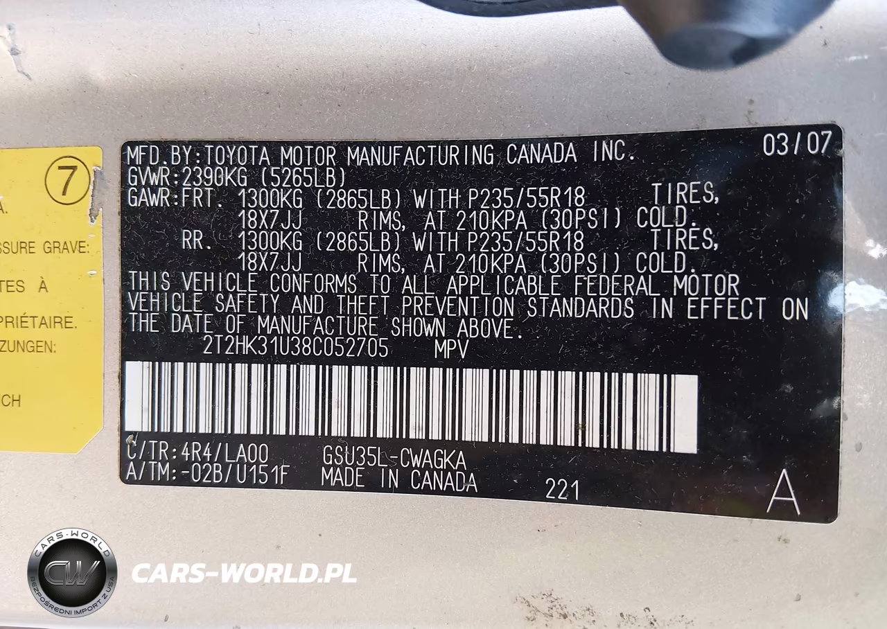 2008 Lexus Rx 350 VIN:2T2HK31U38C052705 - 9
