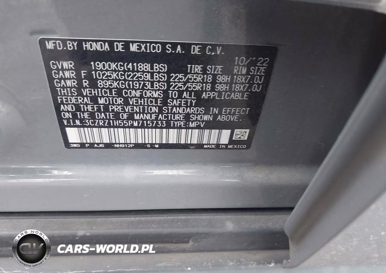 2023 Honda Hr-V 2Wd Sport VIN:3CZRZ1H55PM715733 - 9